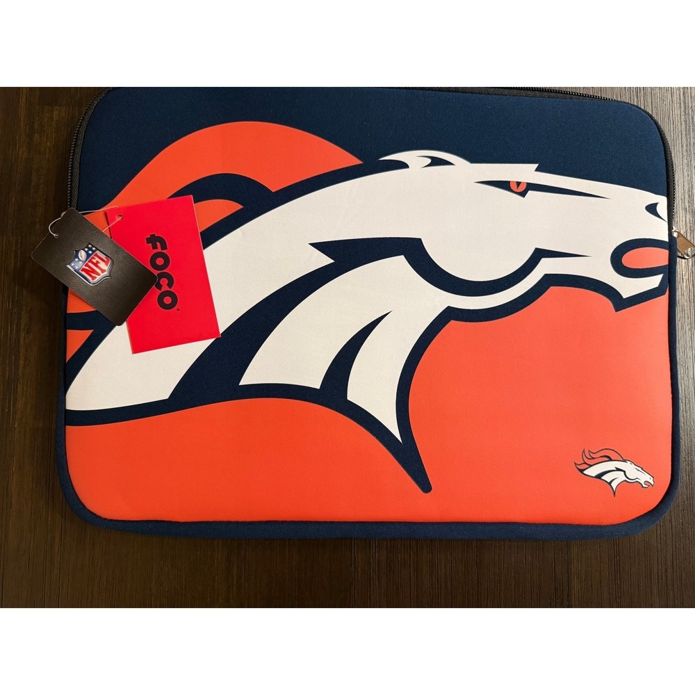 Denver Broncos Foco Brand Zippered Laptop Sleeve-NWT (15 x 11)